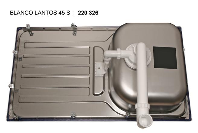 BLANCO LANTOS 45 S w/o pop-up, Stainless steel brushed finish, w/o drain remote control, reversible, 450 mm min. cabinet size
